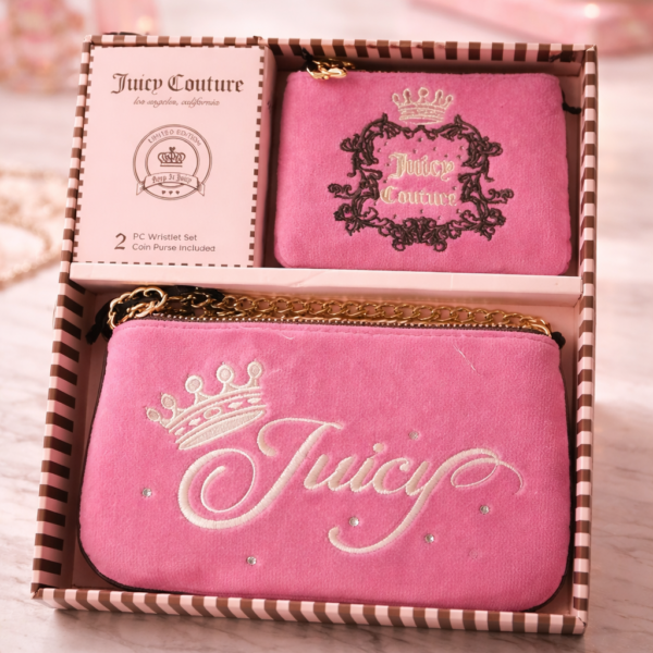 Set Billetera Y Monedero Juicy Couture Rosado terciopelo